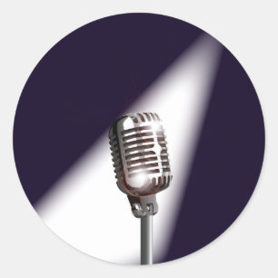 Retro-Bühne-Mikrofon Runder Aufkleber