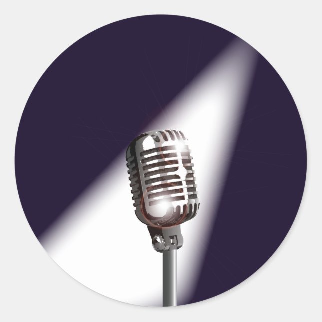 Retro-Bühne-Mikrofon Runder Aufkleber (Vorderseite)