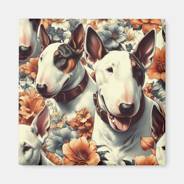 Retro Bull Terrier Nahtlose Malerei Magnet (Vorne)