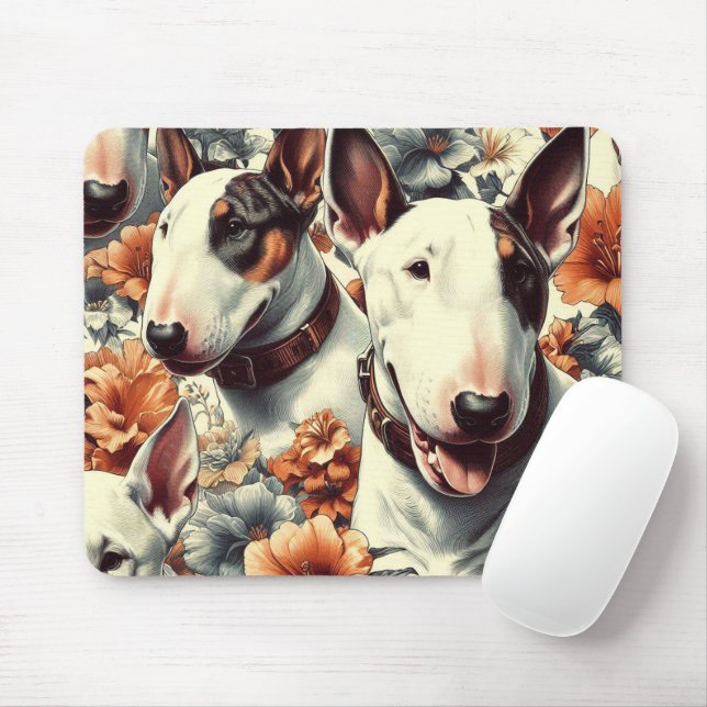 Retro Bull Terrier Nahtlose Malerei Mousepad (Mit Mouse)
