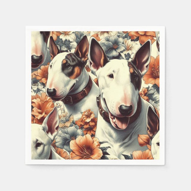 Retro Bull Terrier Nahtlose Malerei Serviette (Vorderseite)