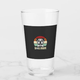 Retro Bulldogge Hundemutter Vektor Glas