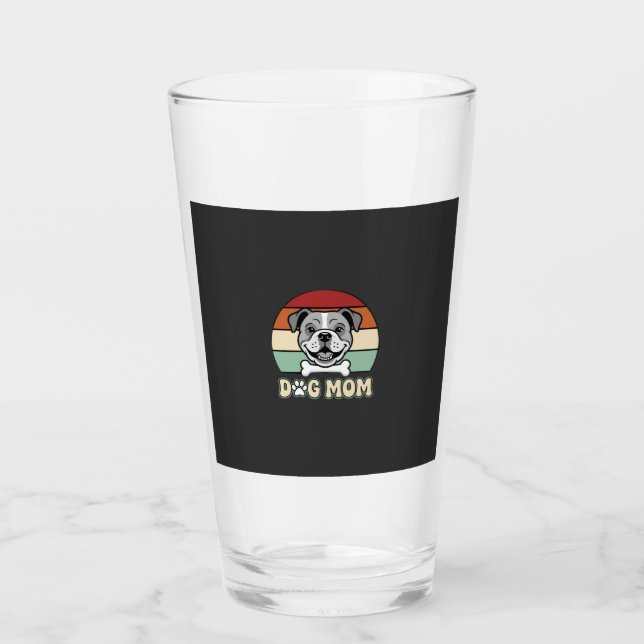 Retro Bulldogge Hundemutter Vektor Glas (Vorderseite)