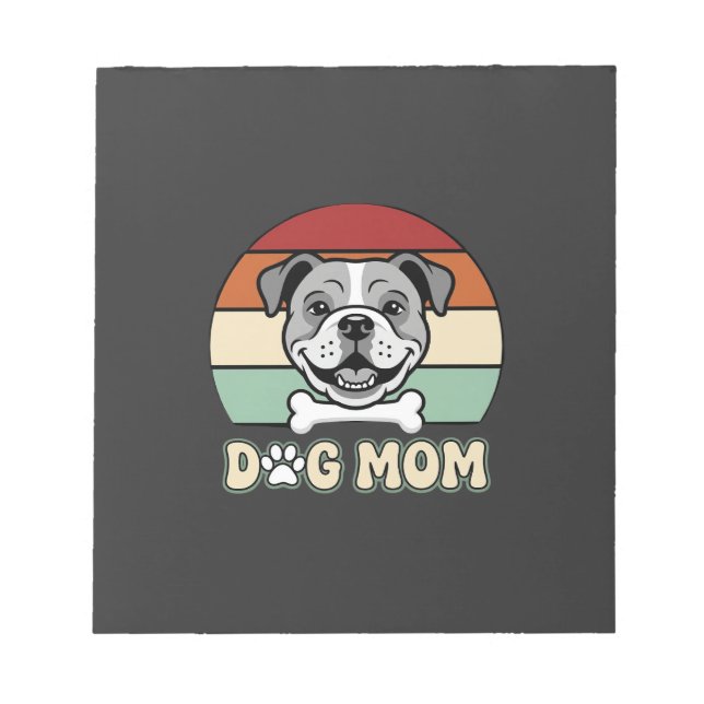 Retro Bulldogge Hundemutter Vektor Notizblock (Vorderseite)