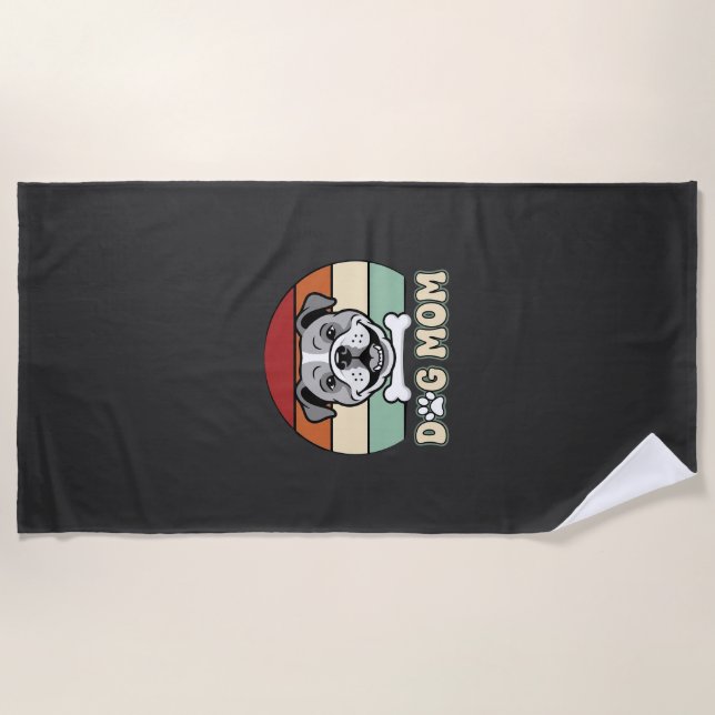 Retro Bulldogge Hundemutter Vektor Strandtuch (Vorderseite)