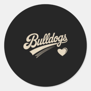 Retro Bulldogs Vintage Herz Für Männer Frauen Kind Runder Aufkleber