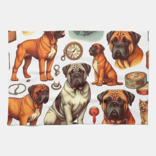 Retro Bullmastiff Nahtlos Geschirrtuch
