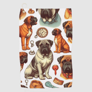 Retro Bullmastiff Nahtlos Golfhandtuch