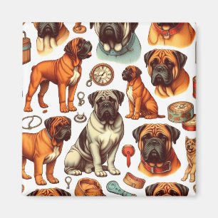Retro Bullmastiff Nahtlos Magnet
