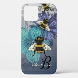 Retro Bumble Bee floral Monogramm Case-Mate iPhone Hülle
