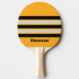 Retro Bumblebee Buzz Across Striping with Name Tischtennis Schläger