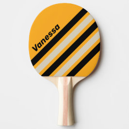 Retro Bumblebee Buzz Angled Striping with Name Tischtennis Schläger