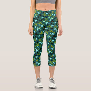Retro Bumerangs Capri Leggings