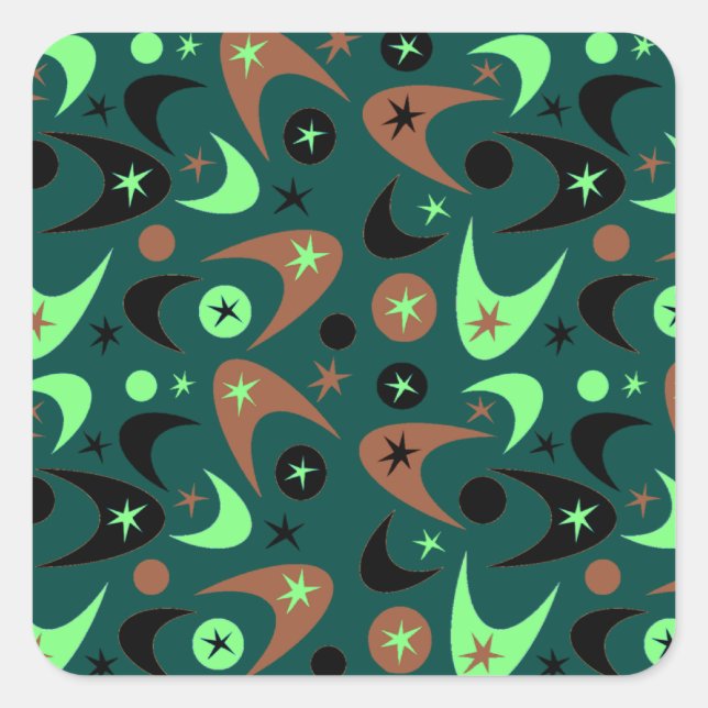 Retro-Bumerangs Quadratischer Aufkleber (Vorderseite)
