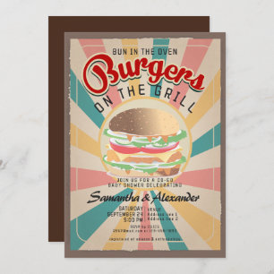 Retro Bun on the Oven Burger GRILLEN CO-ED Kinderd Einladung