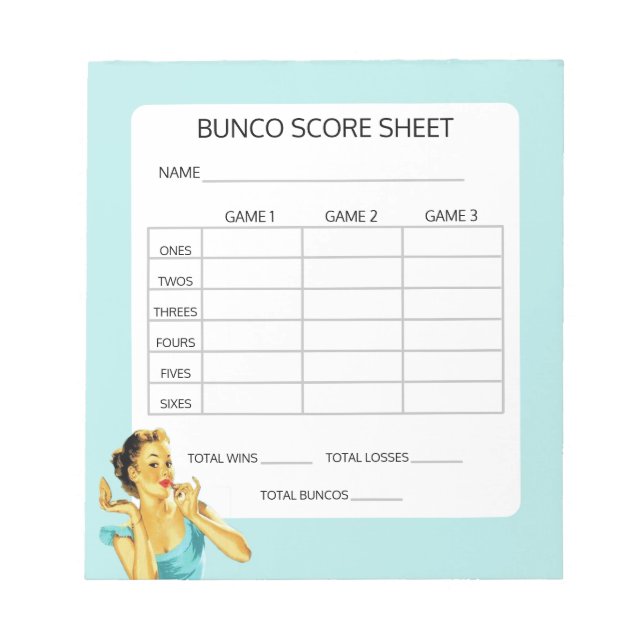 Retro Bunco Game Score Pad Notizblock (Vorderseite)