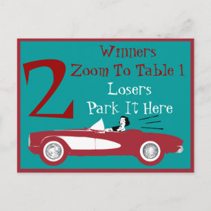 Retro Bunco rotes Cabriolet Tischkarte #2 Postkarte