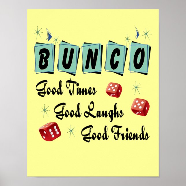 Retro Bunco Sign - Gute Zeit, lacht und Freunde Poster (Vorne)