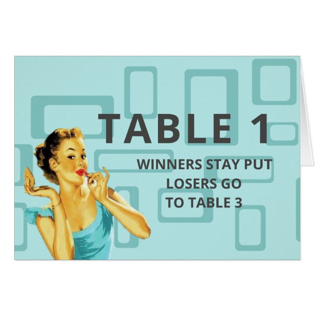 Retro-Bunco-Table-Karte für Tabelle 1 (Vorderseite (Horizontal))