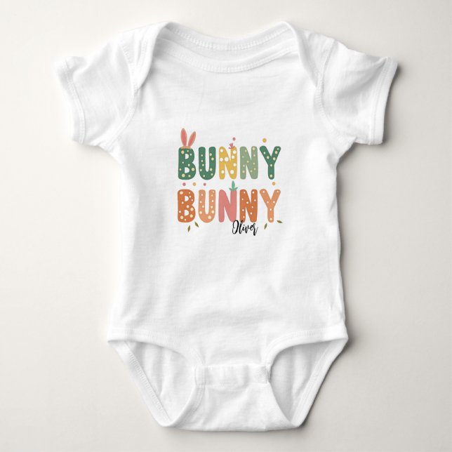 Retro Bunny: Sonnenschein Baby Strampler (Vorderseite)