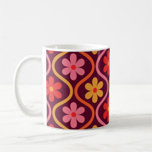 Retro-bunte Blumen auf mittelalterlichem Ogee-Must Kaffeetasse