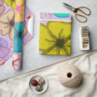 Retro-bunte Blumengestaltung Geschenkpapier
