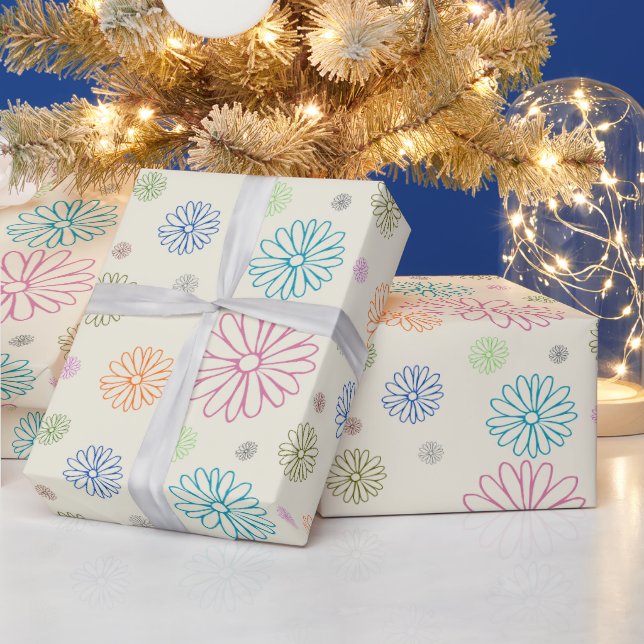 Retro-bunte Gänseblümchen-Geschenkverpackungspapie Geschenkpapier (Feiertage)