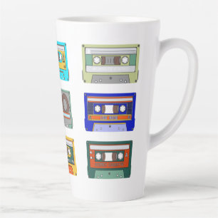 Retro-bunte Kassetten 80er Nostalgie Milchtasse
