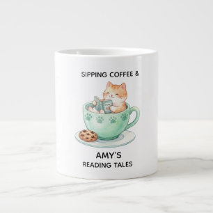 Retro-bunte Katze individuell benennbare Kaffeetas Jumbo-Tasse