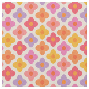 Retro-bunte Mod-1970er-Jahre-Blumenmuster Stoff