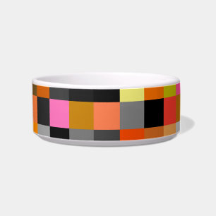 Retro bunte Schachbrett-Haustier-Schüssel Napf
