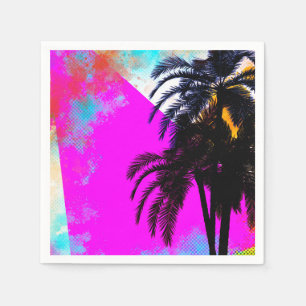Retro-bunte Sommerstrandparty Palmen Serviette