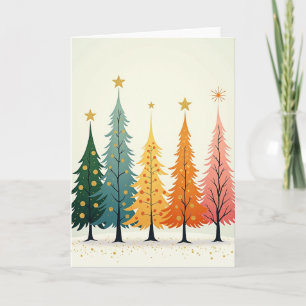 Retro-bunte Weihnachtsbaumkarte Karte