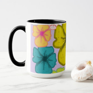 Retro-bunter Blumenmuster-Schwarz-Zweiton-Tasse Tasse