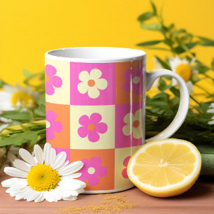 Retro-bunter, bohemianischer Blumenmuster Zweifarbige Tasse