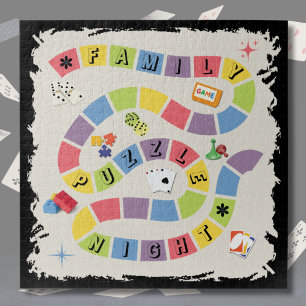 Retro Bunter Familien-Spielabend Puzzle