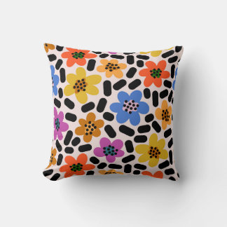 Retro-bunter Memphis-Stil Blumenmuster Kissen