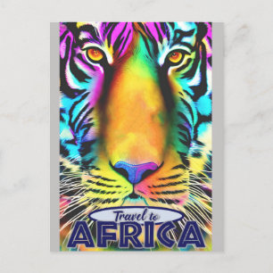 Retro Bunter Tiger Reise Afrika Postkarte