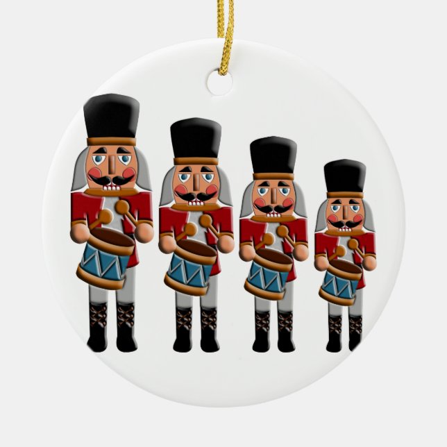 Retro bunter Weihnachtsnussknacker Keramikornament (Vorne)