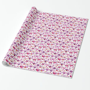 Retro buntes Eulenvogelmuster Geschenkpapier