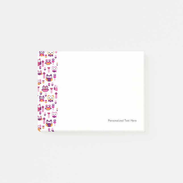 Retro buntes Eulenvogelmuster Post-it Klebezettel (Vorderseite)