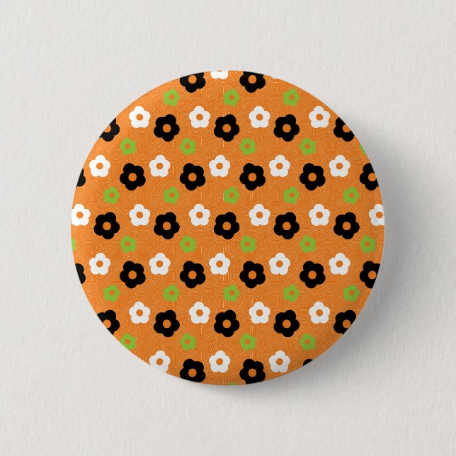 Retro buntes Herbst-Blumen-Power-Muster Button (Vorderseite)