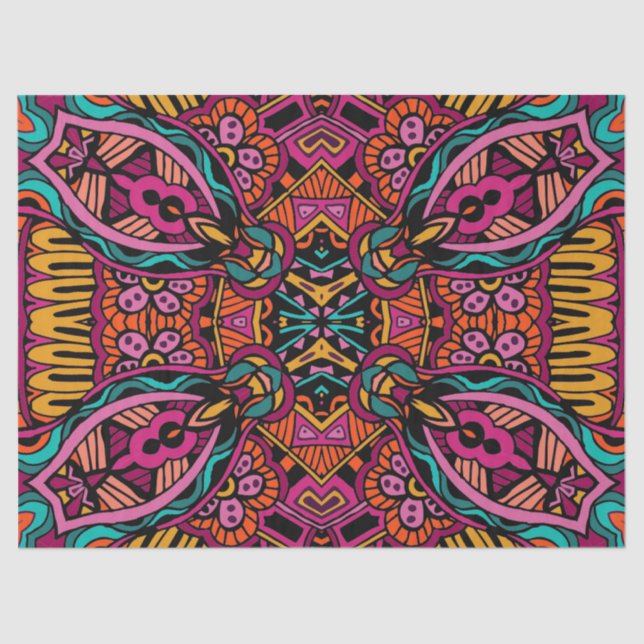 Retro buntes schönes Boho Bohemisch Seidenpapier (Vorderseite)