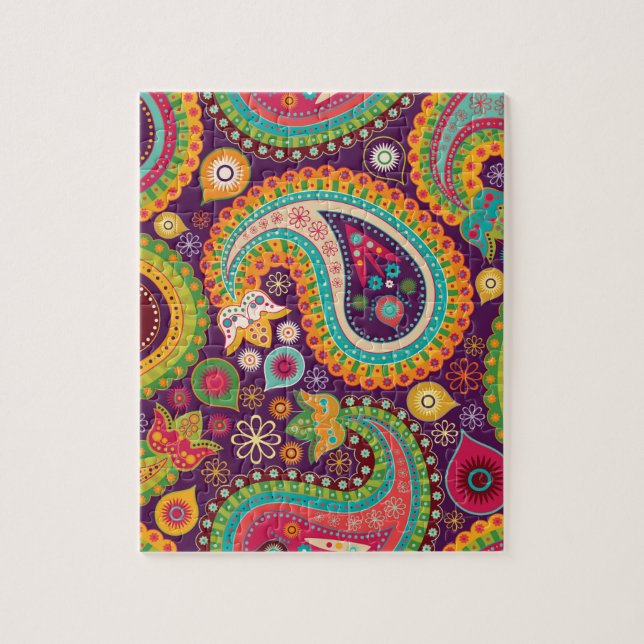 Retro buntes schönes Boho Bohemisches Paisley Puzzle (Vertikal)