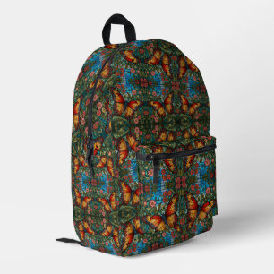 Retro-Buntglas-Schmetterlingsgarten Bedruckter Rucksack