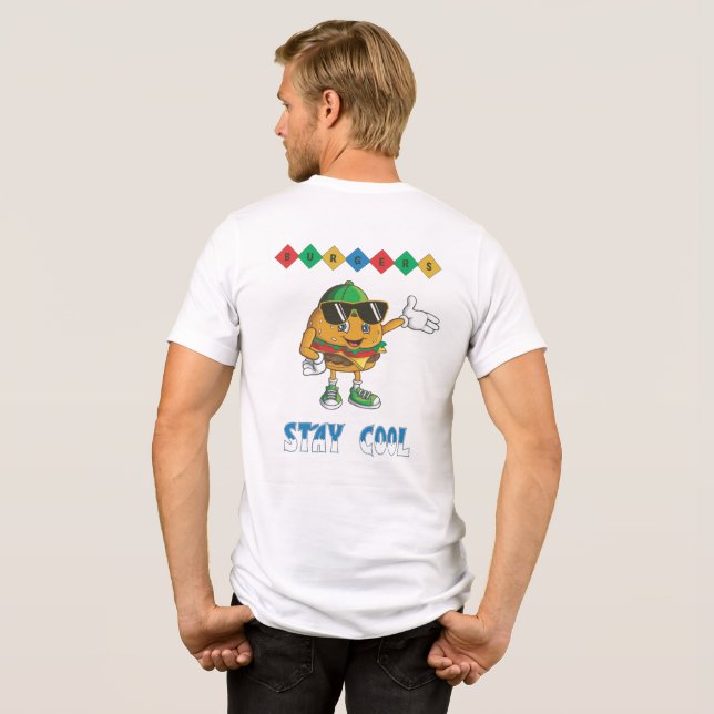  Retro-Burger-Cartoon: Bleib Cool  Tri-Blend Shirt (Rückseite voll)