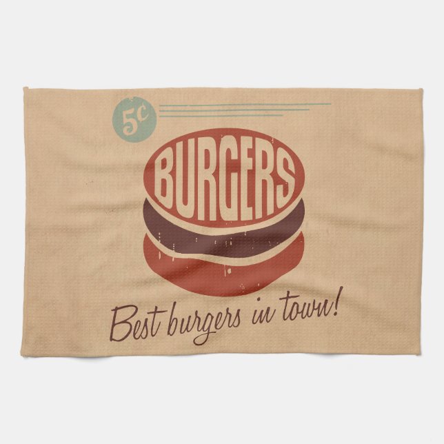 Retro Burger Handtuch (Horizontal)