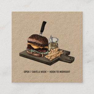 Retro Burger Kraft Business Card Quadratische Visitenkarte