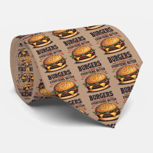 Retro-Burger-Liebhaber Vintage-Typografie Food Art Krawatte