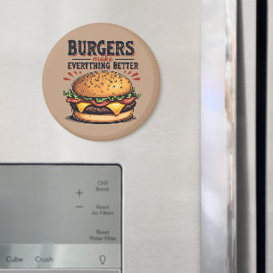 Retro Burger Liebhaber Vintage-Typografie Food-Kun Magnet
